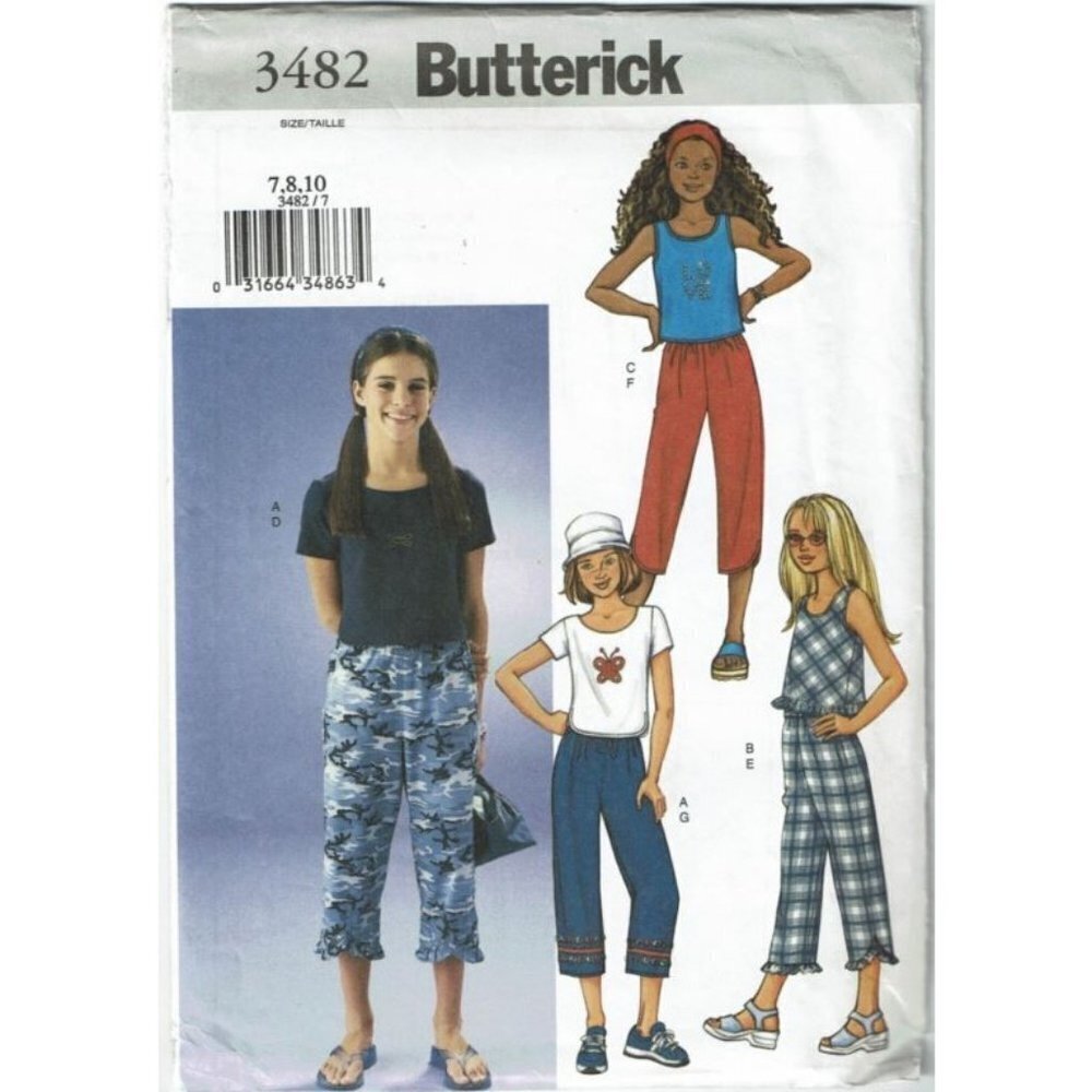 Butterick Sewing Pattern 3482‎ Top Pants Girls Size 7-10